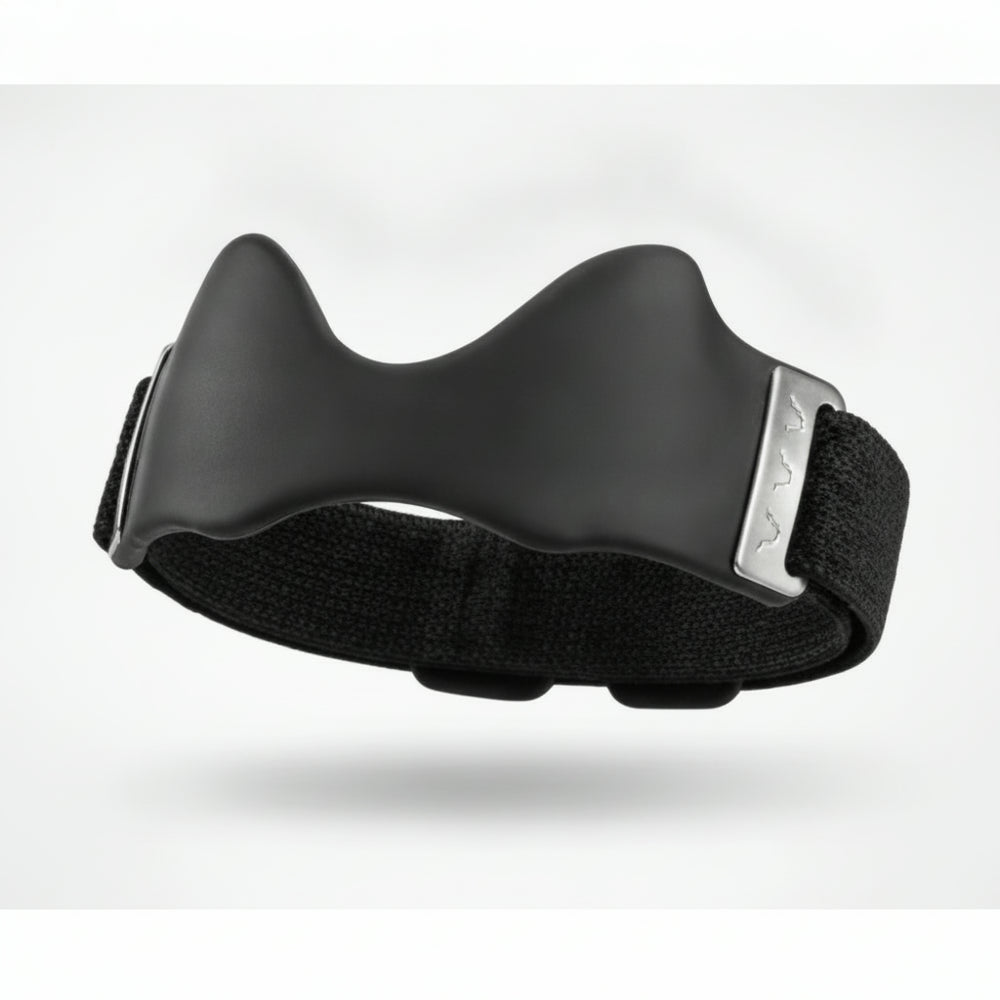 Sangle genou Fin de service, noire, sur fond blanc
